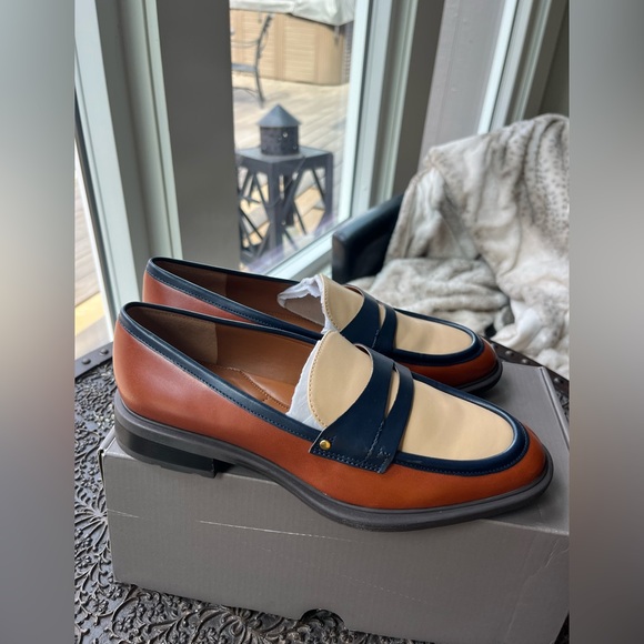 FRANCO SARTO EDITH 2 PENNY LOAFERS IN BISCUIT BROWN FAUX LEATHER 7.5 - Picture 7 of 11